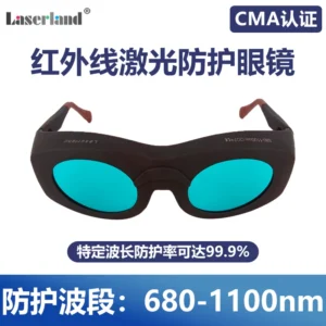 玻璃镜片高光密度OD7+ 680-1100nm红外激光护目镜CE认证